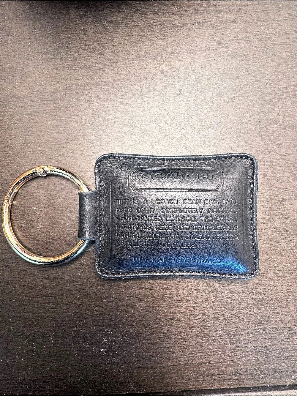 RARE Coach Vintage Bean Bag Key Fob Leather Key Ring Black from early 1990’s